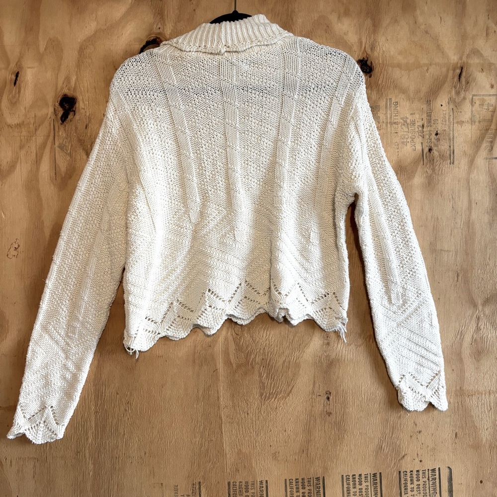 Vintage High Sierra Knit 100% Cotton White Turtleneck Sweater Sz M - Picture 3 of 6